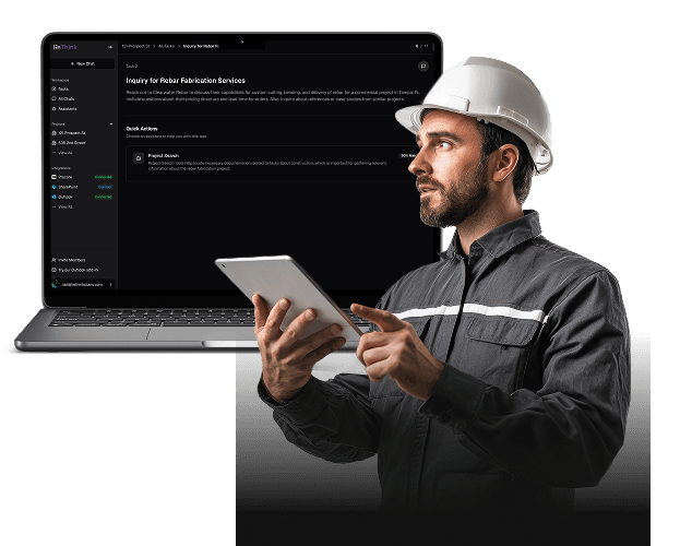 Construction manager using Rethink on laptop and tablet